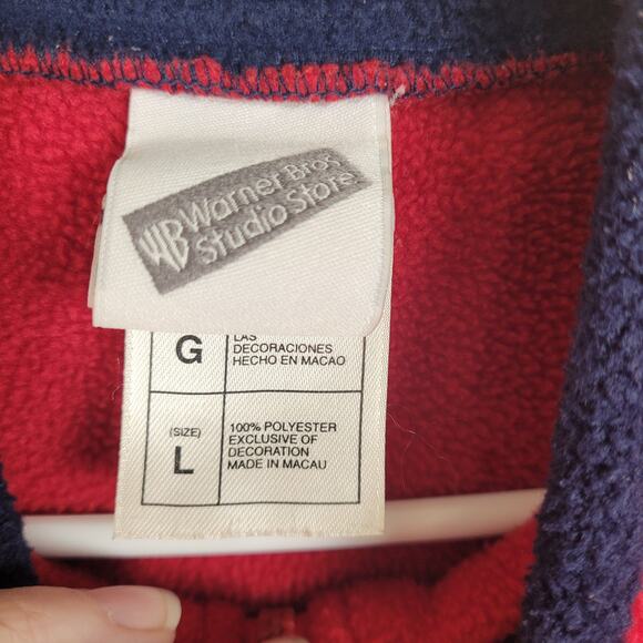 Vintage Warner Brothers Looney Tunes red embroidered quarter zip fleece Large - Picture 4 of 8